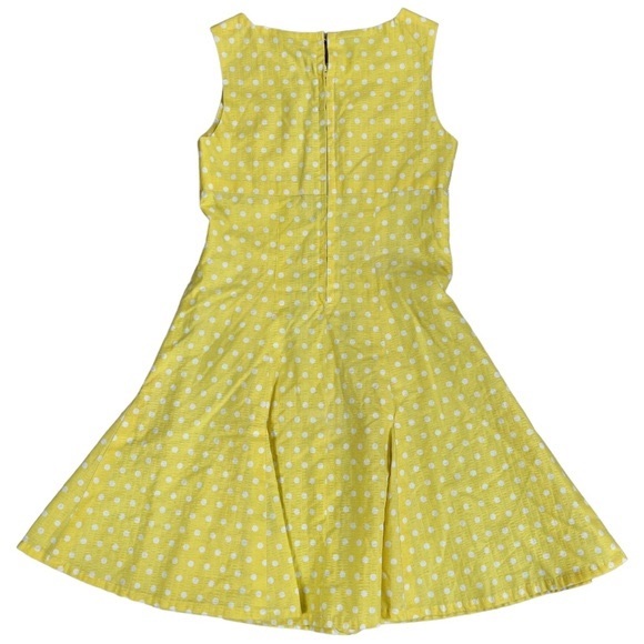 3/$44 Yellow dress size small white polka dots, zip up back with clasp closure - Picture 3 of 8
